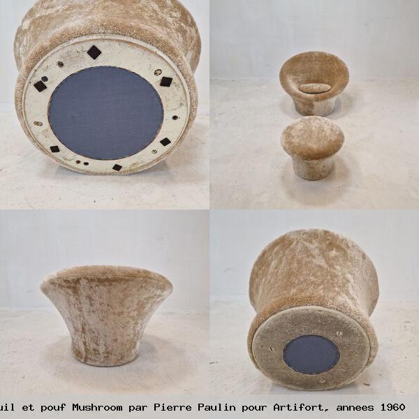Fauteuil et pouf mushroom par pierre paulin pour artifort annees 1960