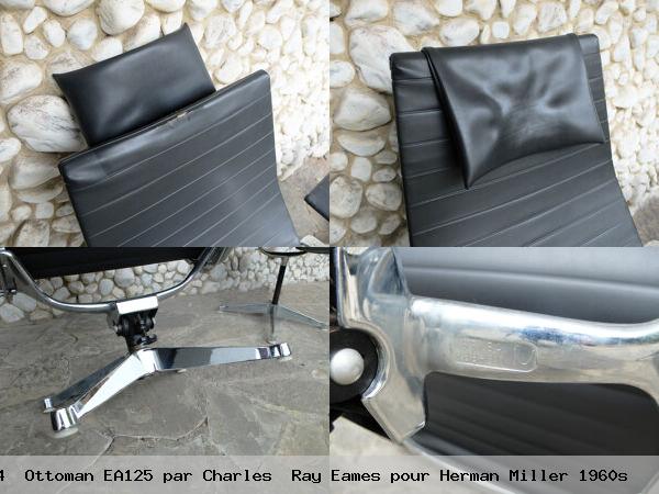 Fauteuil lounge chair ea124 ottoman ea125 par charles ray eames pour herman miller 1960s