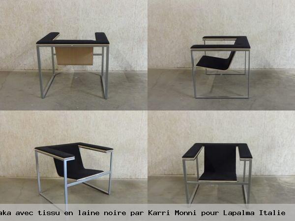 Fauteuil lounge industriel modele laaka avec tissu en laine noire par karri monni pour lapalma italie