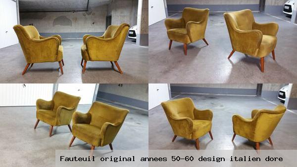 Fauteuil original annees 50 60 design italien dore