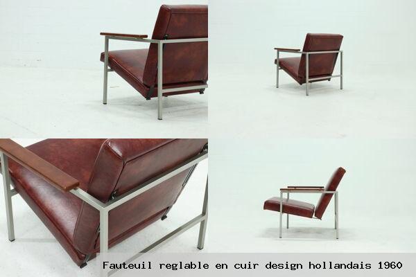 Fauteuil reglable en cuir design hollandais 1960