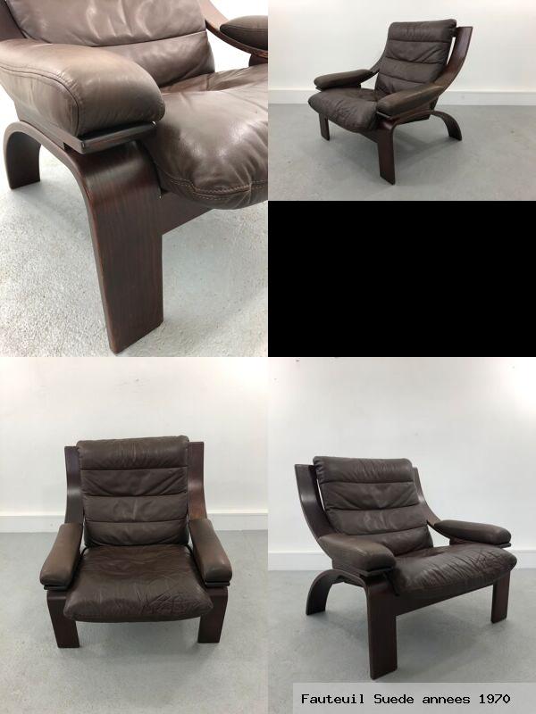 Fauteuil suede annees 1970