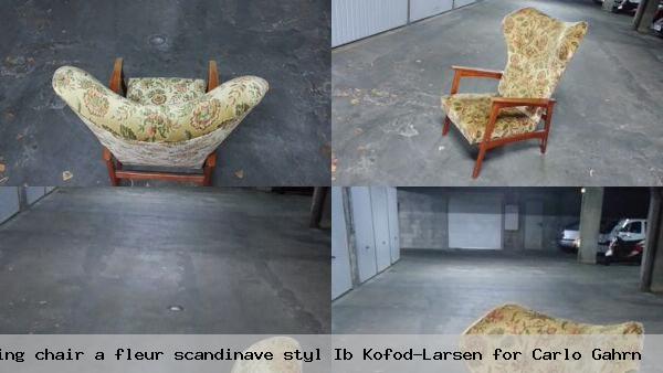 Fauteuil wing chair a fleur scandinave styl ib kofod larsen for carlo gahrn