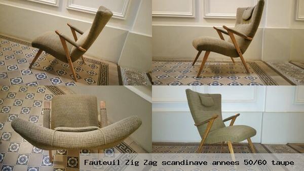 Fauteuil zig zag scandinave annees 50 60 taupe