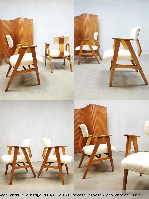 Fauteuils design neerlandais vintage milieu siecle stoelen des annees 1950