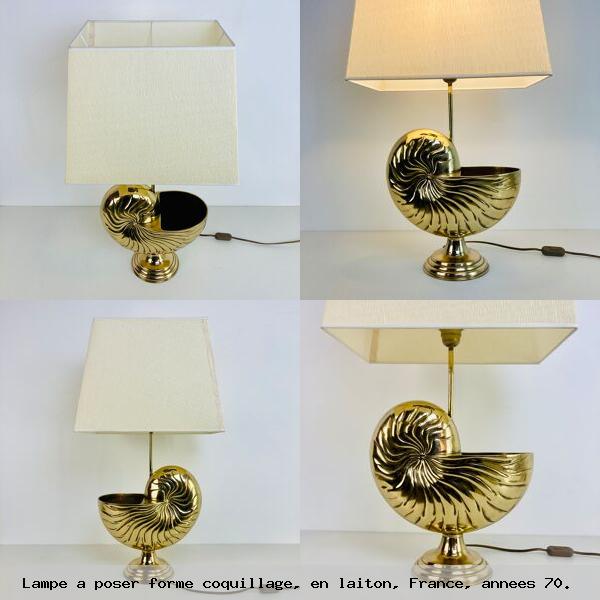Lampe a poser forme coquillage en laiton france annees 70 