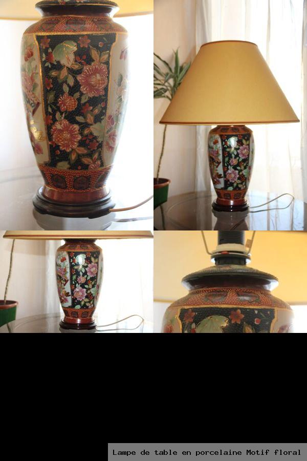 Lampe de table en porcelaine motif floral