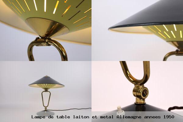 Lampe de table laiton et metal allemagne annees 1950