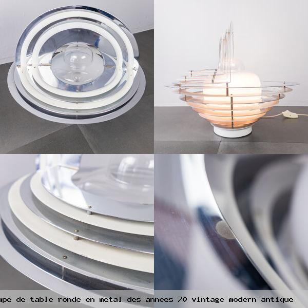 Lampe de table ronde en metal des annees 70 vintage modern antique