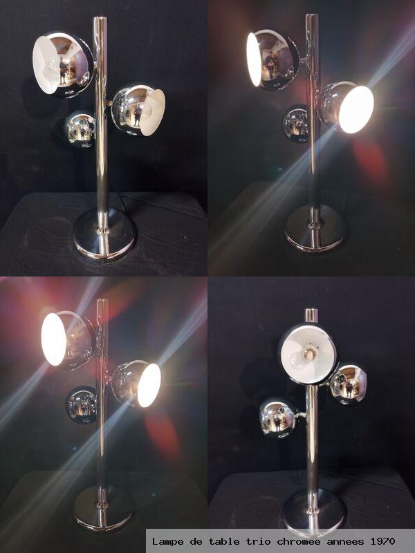 Lampe de table trio chromee annees 1970