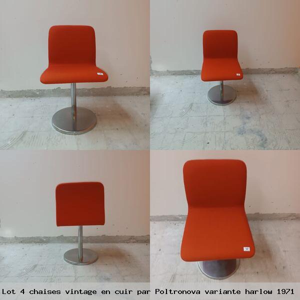 Lot 4 chaises vintage en cuir par poltronova variante harlow 1971