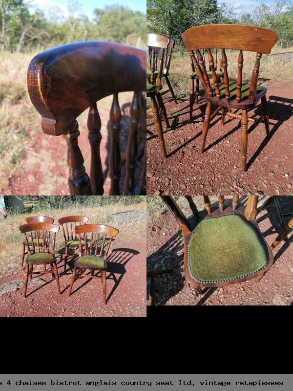 Lot de 4 chaises bistrot anglais country seat ltd vintage retapissees