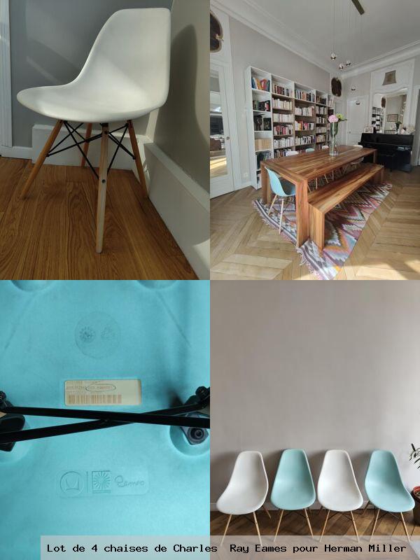 Lot 4 chaises charles ray eames pour herman miller
