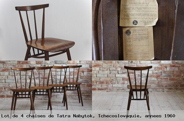 Lot 4 chaises tatra nabytok tchecoslovaquie annees 1960