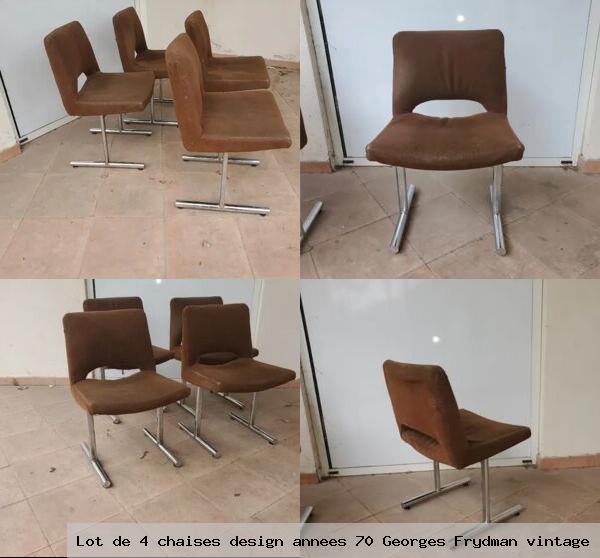 Lot de 4 chaises design annees 70 georges frydman vintage