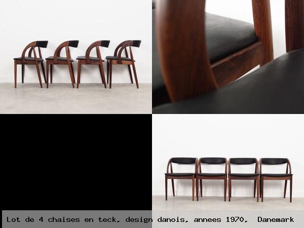 Lot de 4 chaises en teck design danois annees 1970 danemark
