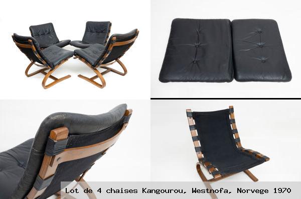 Lot de 4 chaises kangourou westnofa norvege 1970
