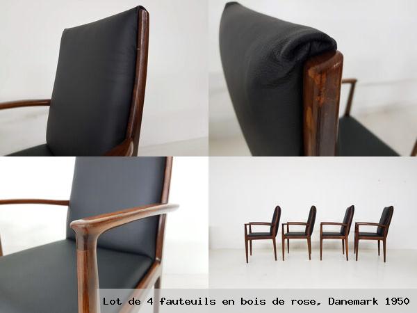 Lot 4 fauteuils en bois rose danemark 1950