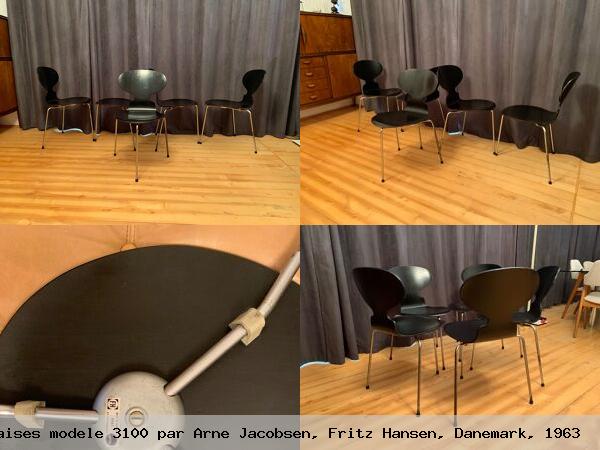 Lot de 5 chaises modele 3100 par arne jacobsen fritz hansen danemark 1963