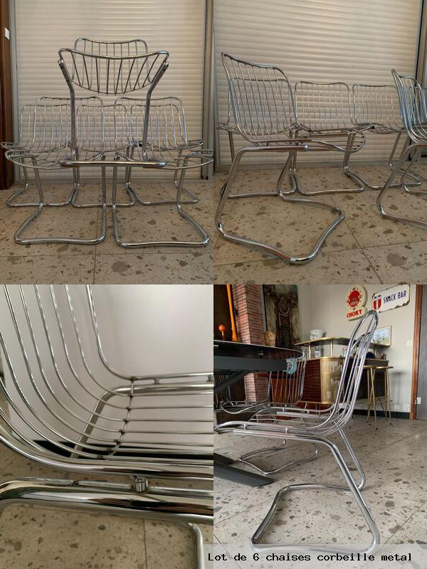 Lot de 6 chaises corbeille metal