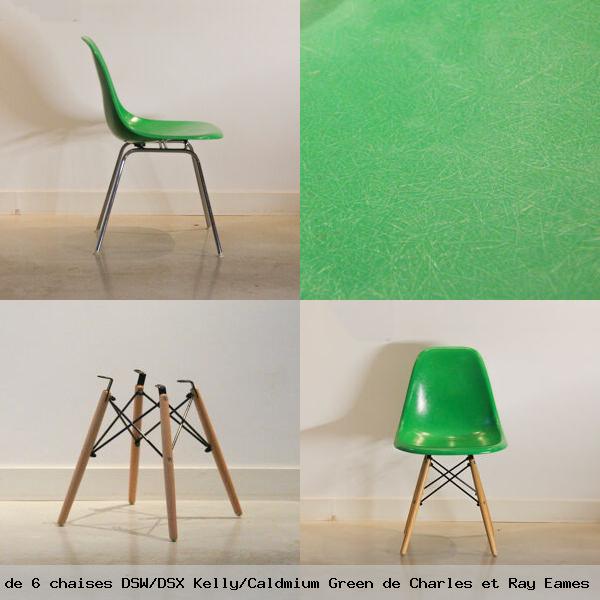 Lot 6 chaises dsw dsx kelly caldmium green charles et ray eames