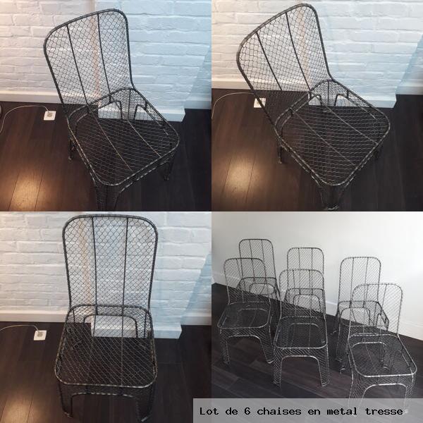 Lot de 6 chaises en metal tresse