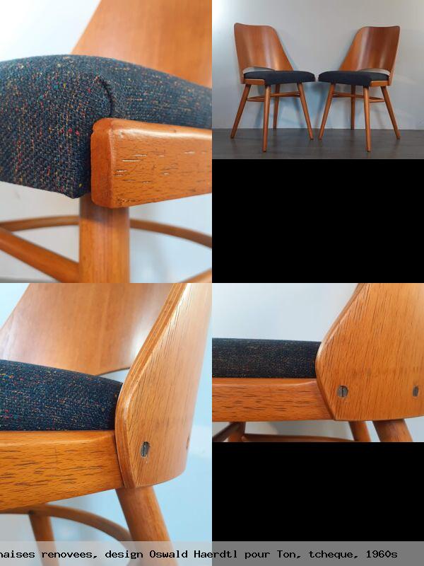Lot de 6 chaises renovees design oswald haerdtl pour ton tcheque 1960s