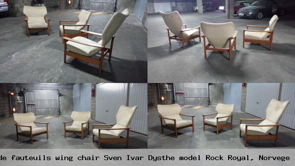 Lot de fauteuils wing chair sven ivar dysthe model rock royal norvege
