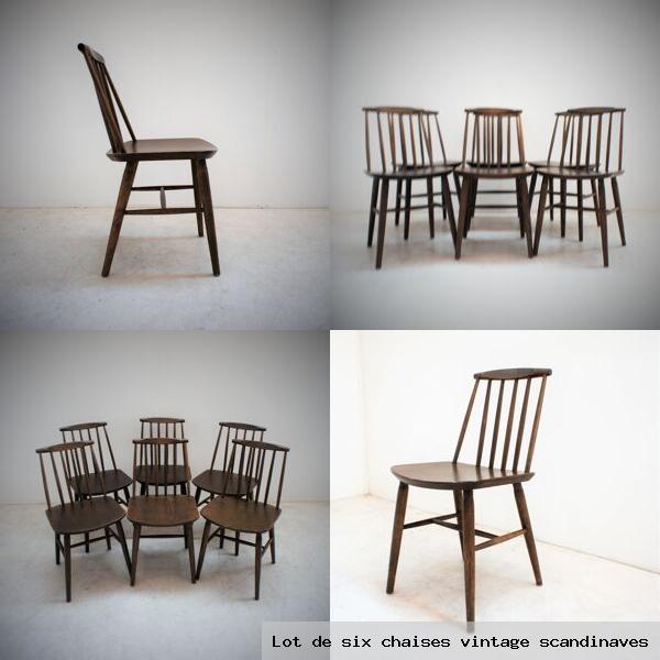 Lot de six chaises vintage scandinaves
