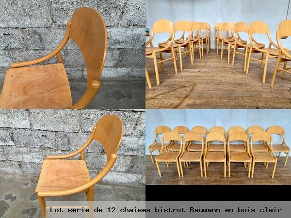 Lot serie de 12 chaises bistrot baumann en bois clair
