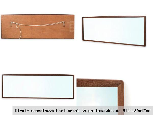 Miroir scandinave horizontal en palissandre de rio 139x47cm