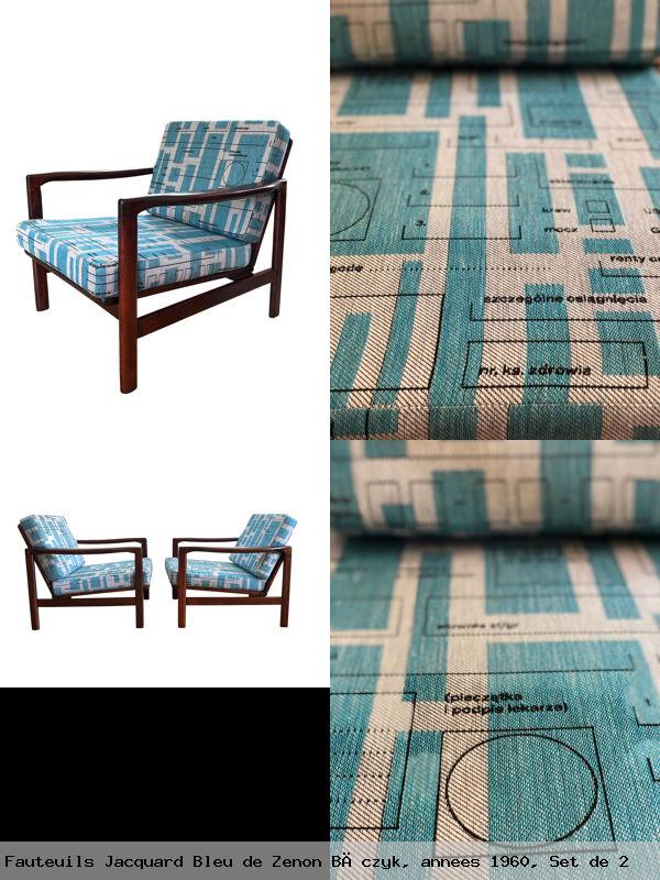 Modele 7752 fauteuils jacquard bleu zenon czyk annees 1960 set 2