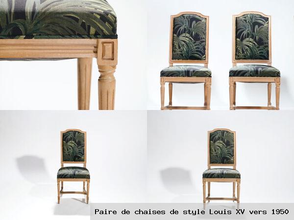 Paire chaises style louis xv vers 1950