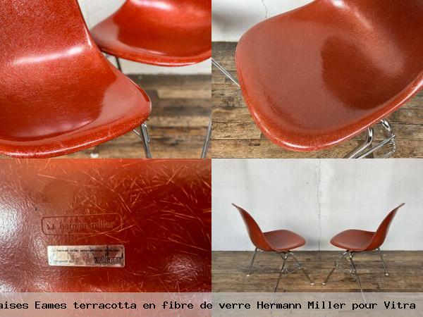 Paire chaises eames terracotta en fibre verre hermann miller pour vitra