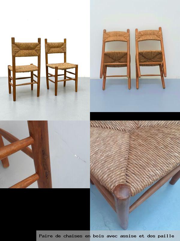 Paire de chaises en bois avec assise et dos paille