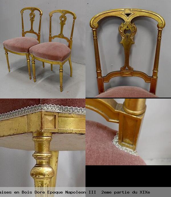 Paire de chaises en bois dore epoque napoleon iii 2eme partie du xixe