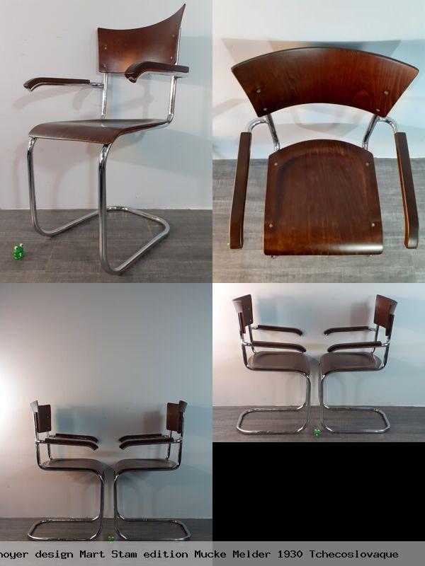 Paire de chaises en noyer design mart stam edition mucke melder 1930 tchecoslovaque