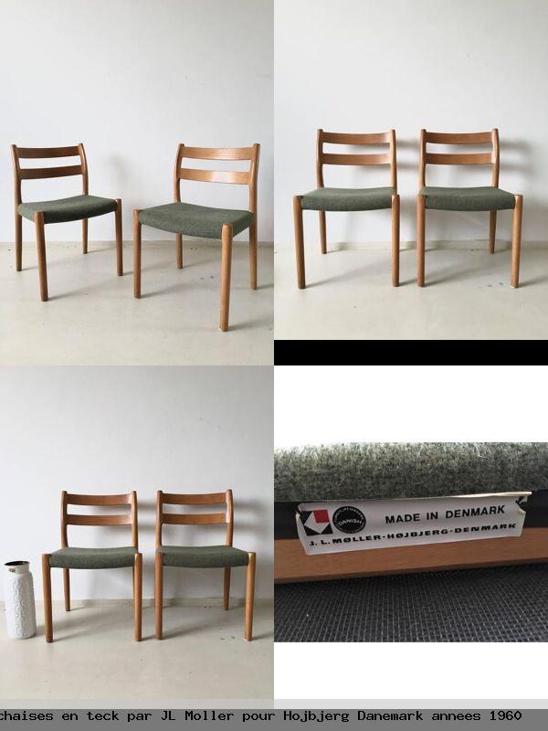 Paire de chaises en teck par jl moller pour hojbjerg danemark annees 1960