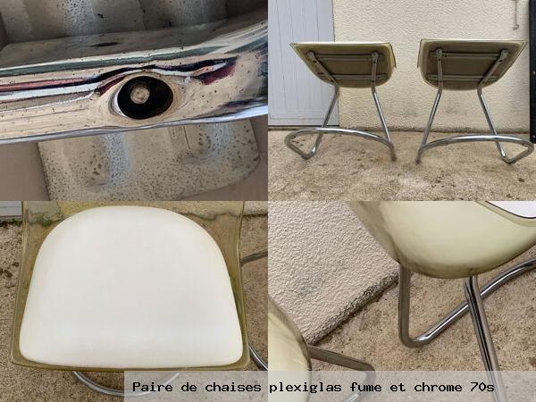 Paire de chaises plexiglas fume et chrome 70s