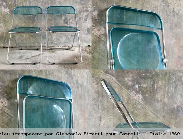 Paire de chaises plia bleu transparent par giancarlo piretti pour castelli italie 1960
