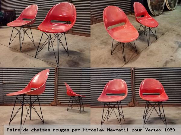 Paire de chaises rouges par miroslav navratil pour vertex 1959