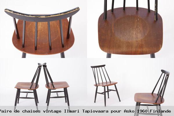 Paire de chaises vintage ilmari tapiovaara pour asko 1960 finlande