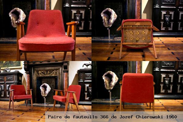 Paire fauteuils 366 jozef chierowski 1960