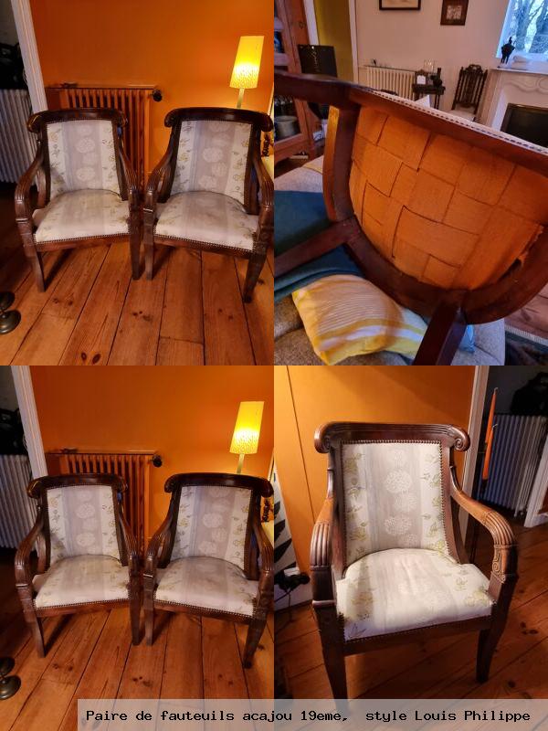 Paire de fauteuils acajou 19eme style louis philippe