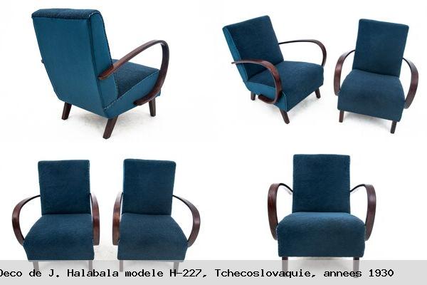 Paire fauteuils art deco j halabala modele h 227 tchecoslovaquie annees 1930