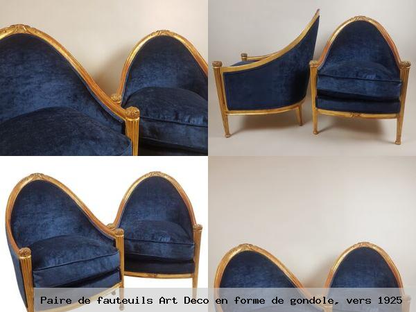 Paire fauteuils art deco en forme gondole vers 1925