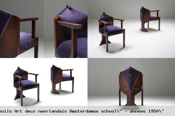 Paire de fauteuils art deco neerlandais amsterdamse school annees 1950 