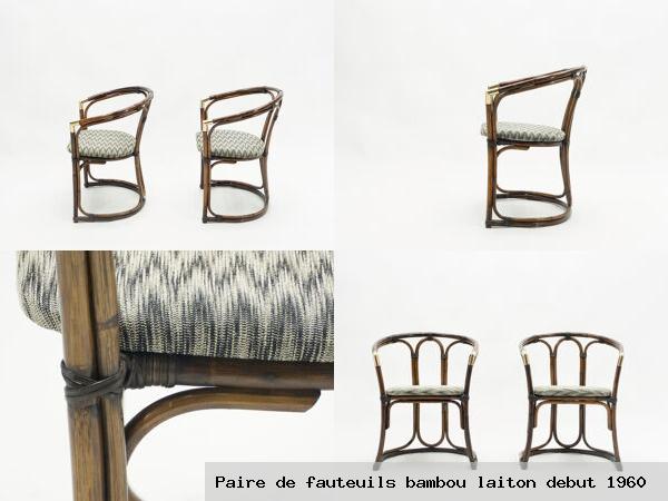 Paire de fauteuils bambou laiton debut 1960