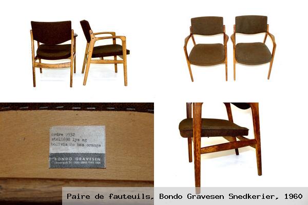 Paire de fauteuils bondo gravesen snedkerier 1960