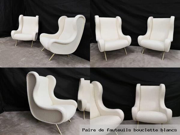 Paire de fauteuils bouclette blancs